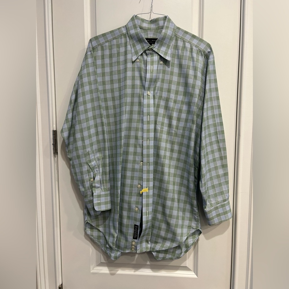 Robert Talbott Green and White Checkered Shirt